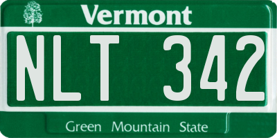 VT license plate NLT342
