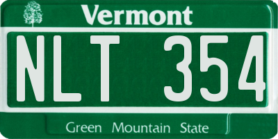VT license plate NLT354