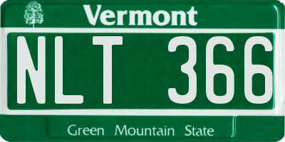 VT license plate NLT366