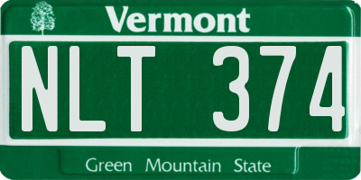 VT license plate NLT374