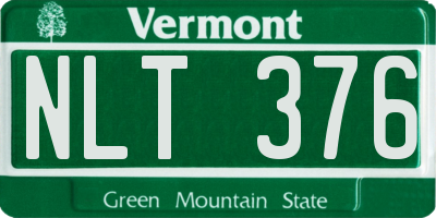 VT license plate NLT376