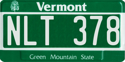 VT license plate NLT378