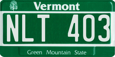 VT license plate NLT403