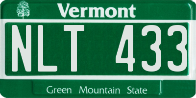 VT license plate NLT433
