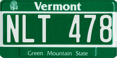 VT license plate NLT478