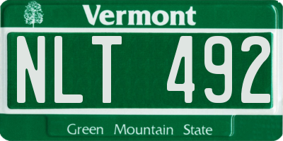 VT license plate NLT492