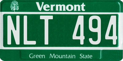 VT license plate NLT494