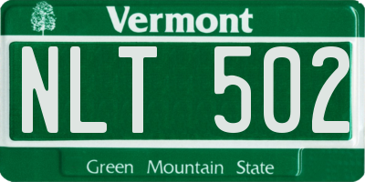 VT license plate NLT502