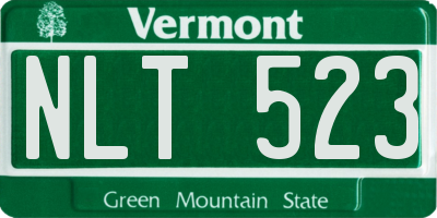 VT license plate NLT523