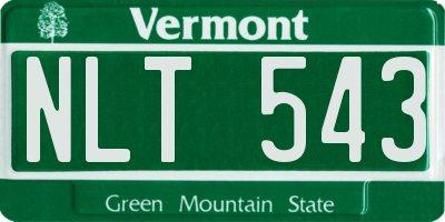 VT license plate NLT543