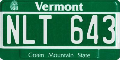 VT license plate NLT643