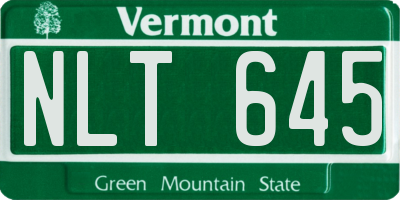 VT license plate NLT645