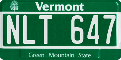 VT license plate NLT647