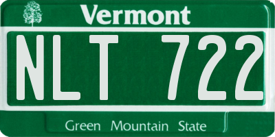 VT license plate NLT722