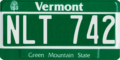 VT license plate NLT742