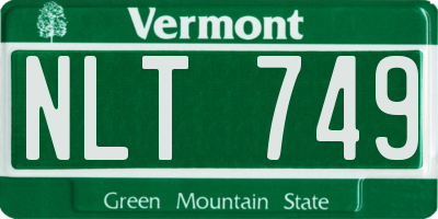 VT license plate NLT749
