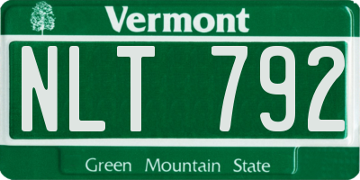 VT license plate NLT792