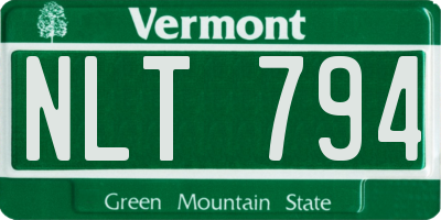 VT license plate NLT794