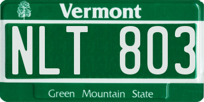 VT license plate NLT803