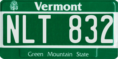 VT license plate NLT832