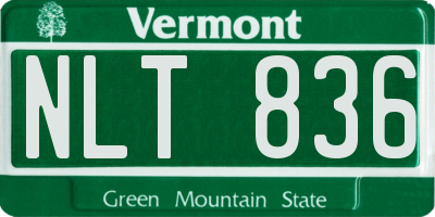 VT license plate NLT836