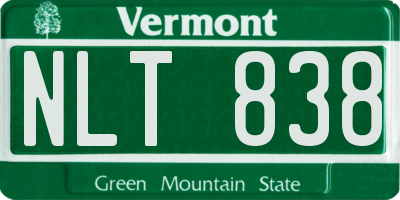 VT license plate NLT838