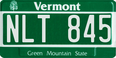 VT license plate NLT845