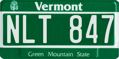 VT license plate NLT847