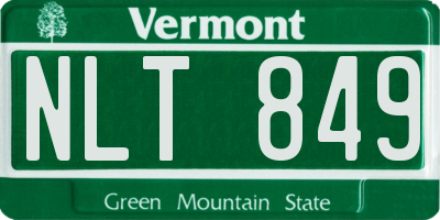 VT license plate NLT849