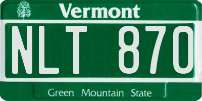 VT license plate NLT870