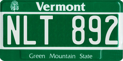 VT license plate NLT892