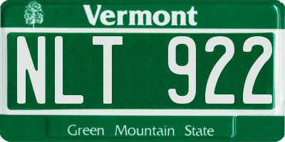 VT license plate NLT922