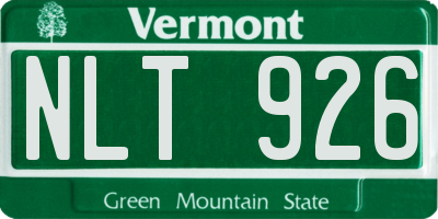 VT license plate NLT926