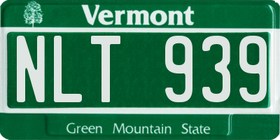 VT license plate NLT939