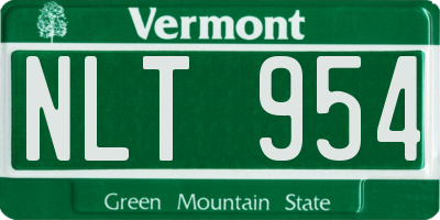 VT license plate NLT954