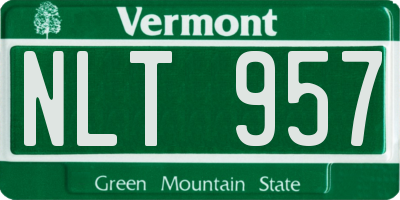 VT license plate NLT957