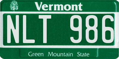 VT license plate NLT986