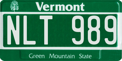 VT license plate NLT989