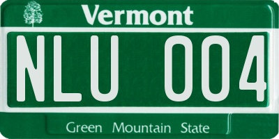 VT license plate NLU004