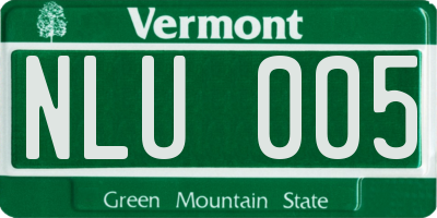 VT license plate NLU005