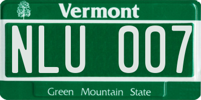 VT license plate NLU007
