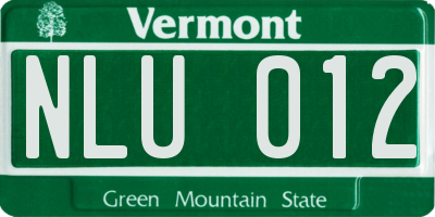 VT license plate NLU012