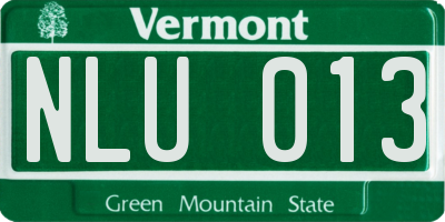 VT license plate NLU013