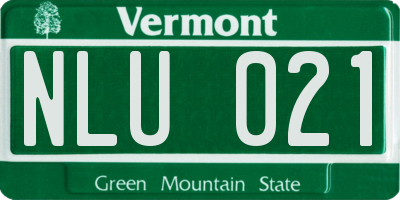 VT license plate NLU021