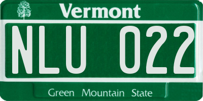VT license plate NLU022