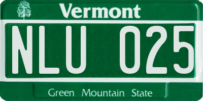 VT license plate NLU025