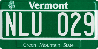 VT license plate NLU029