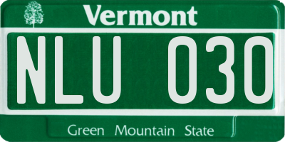 VT license plate NLU030