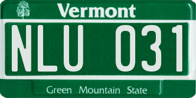 VT license plate NLU031