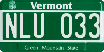 VT license plate NLU033